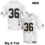 Notre Dame Fighting Irish Men's Brian Ball #36 White Under Armour No Name Authentic Stitched Big & Tall College NCAA Football Jersey FIU1699MU